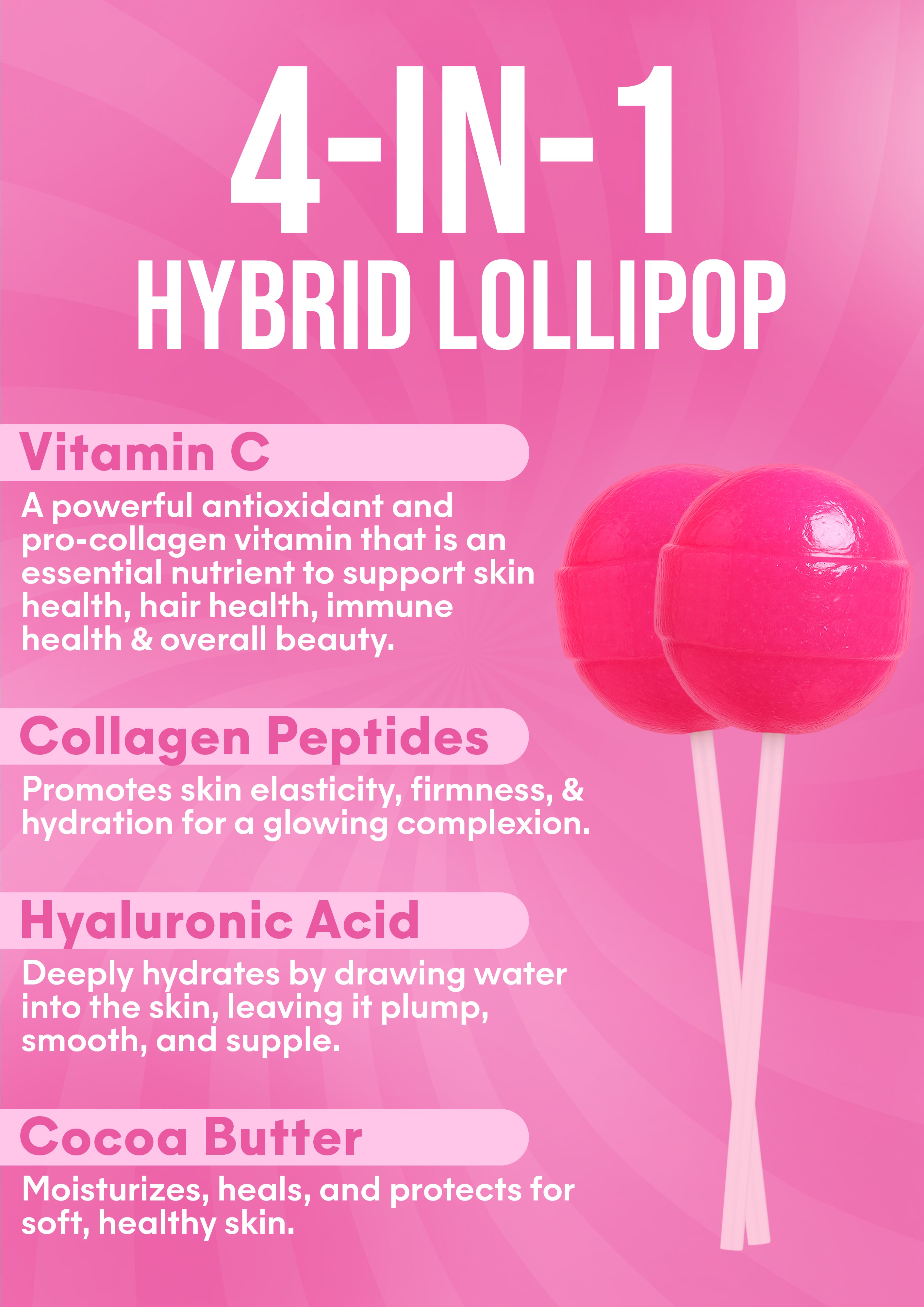 It Girl Beauty Lollipops - Collagen Peptides & Vitamin C Healthy Candy for Skin, Hair, Nails