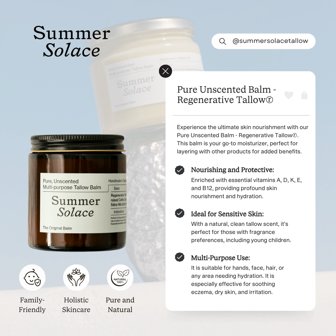 Pure Unscented Tallow Collection | Regenerative Skincare & Candle Set