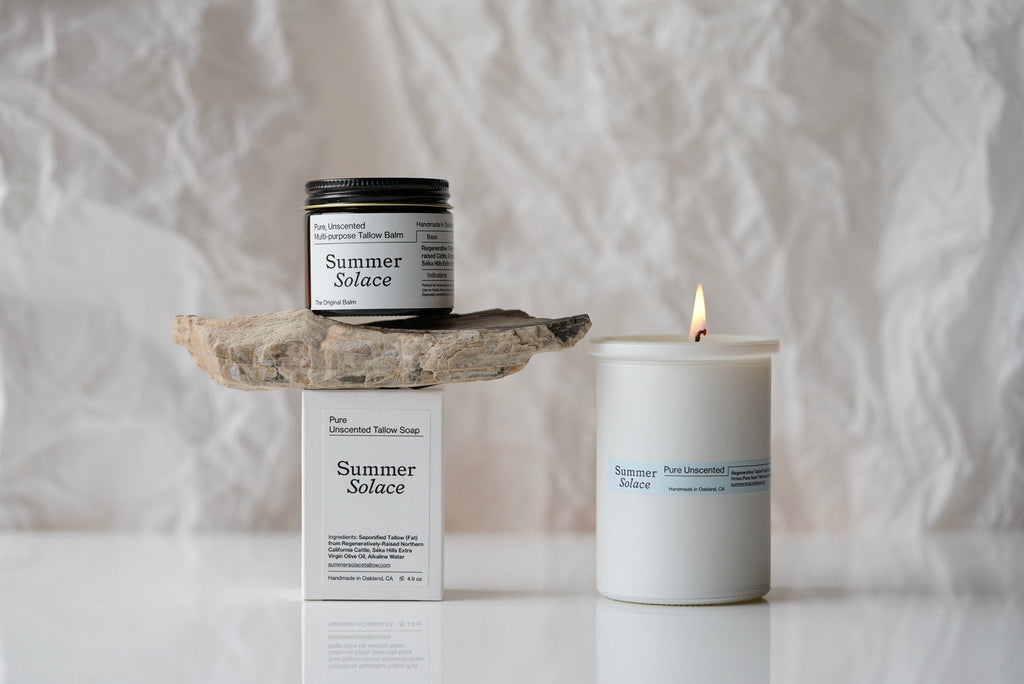 Pure Unscented Tallow Collection | Regenerative Skincare & Candle Set