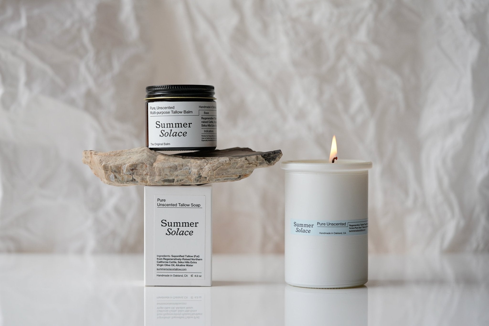 Pure Unscented Tallow Collection | Regenerative Skincare & Candle Set