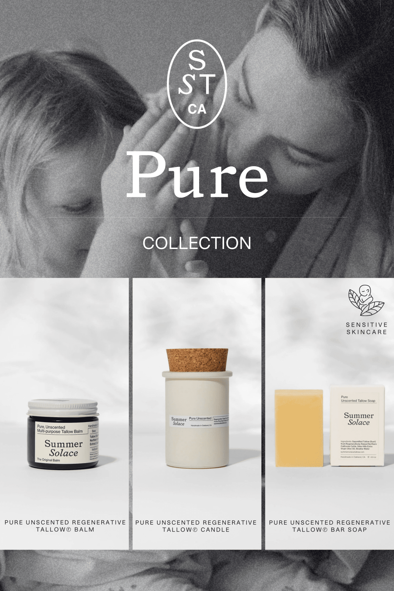 Pure Unscented Tallow Collection | Regenerative Skincare & Candle Set