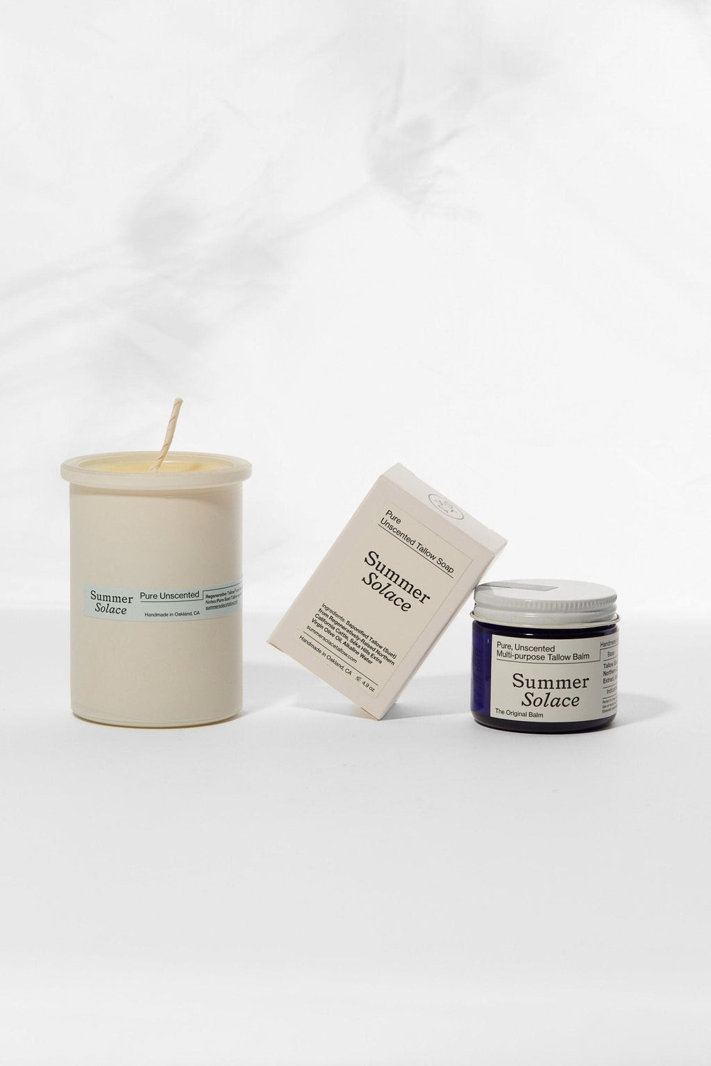 Pure Unscented Tallow Collection | Regenerative Skincare & Candle Set